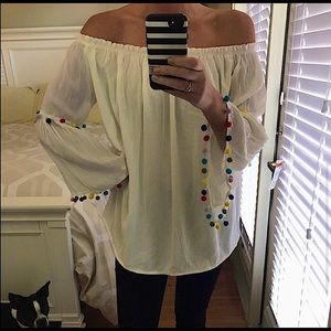 Pom Pom Off The Shoulder Top